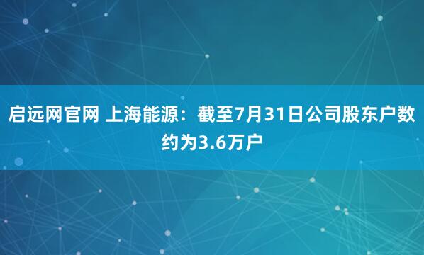 启远网官网 上海能源：截至7月31日公司股东户数约为3.6万户